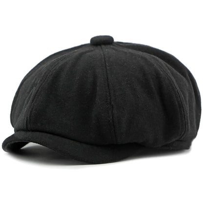 Seville Patchwork Wool Ivy Cap in Black