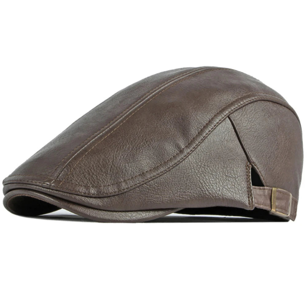 Cadiz Faux Leather Ivy Cap in Coffee
