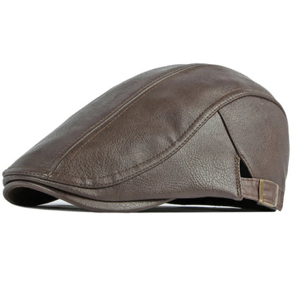 Cadiz Faux Leather Ivy Cap in Coffee