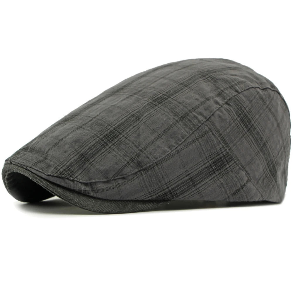 Assisi Plaid Artist Beret in Grey