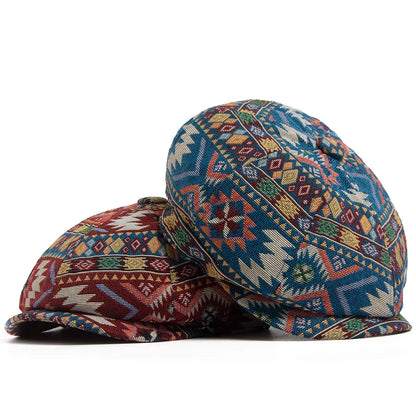 Geometric Print Newsboy Cap | Bohemian Heritage Cap | Urban Caps NZ