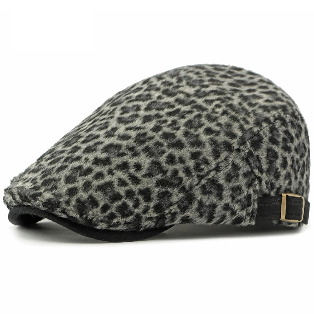 Biarritz Leopard-Print Beret in Black