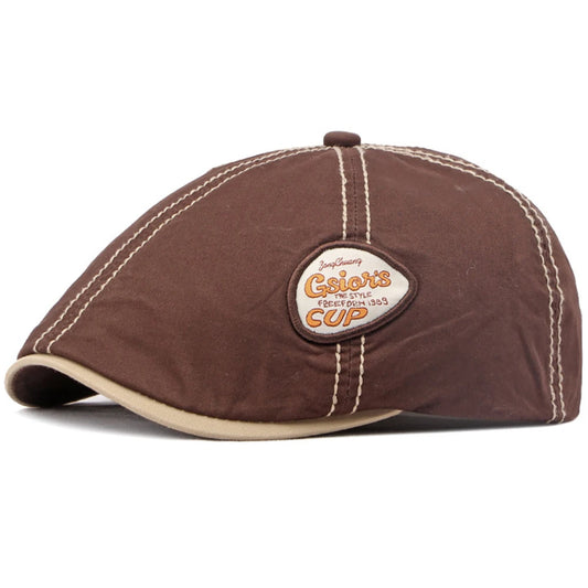 Cheltenham Letter-Pattern Beret in Coffee