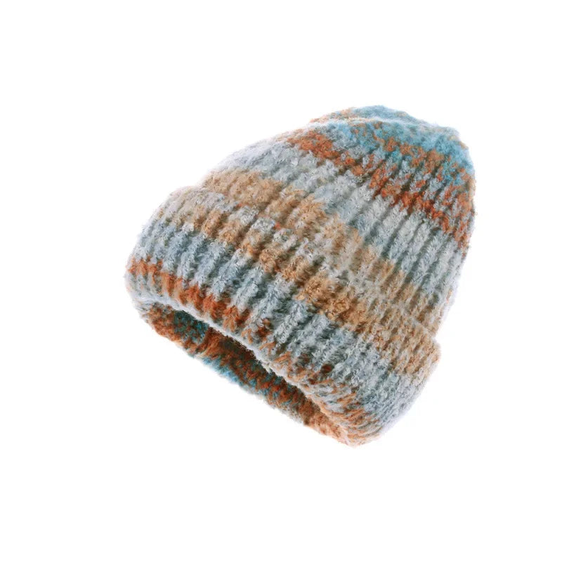 Korean Gradient Knit Beanie – Soft Winter Wool Blend Warm Stretch Beanie Hat