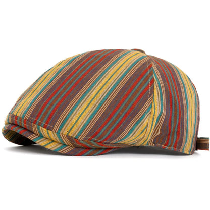 Cordoba Striped Artist Beret in Khaki
