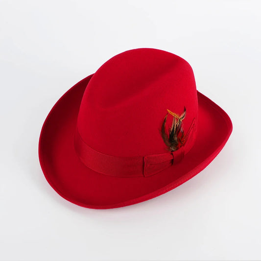 Luxury Homburg Fedora Hat – Vintage Wool Felt Godfather Hat