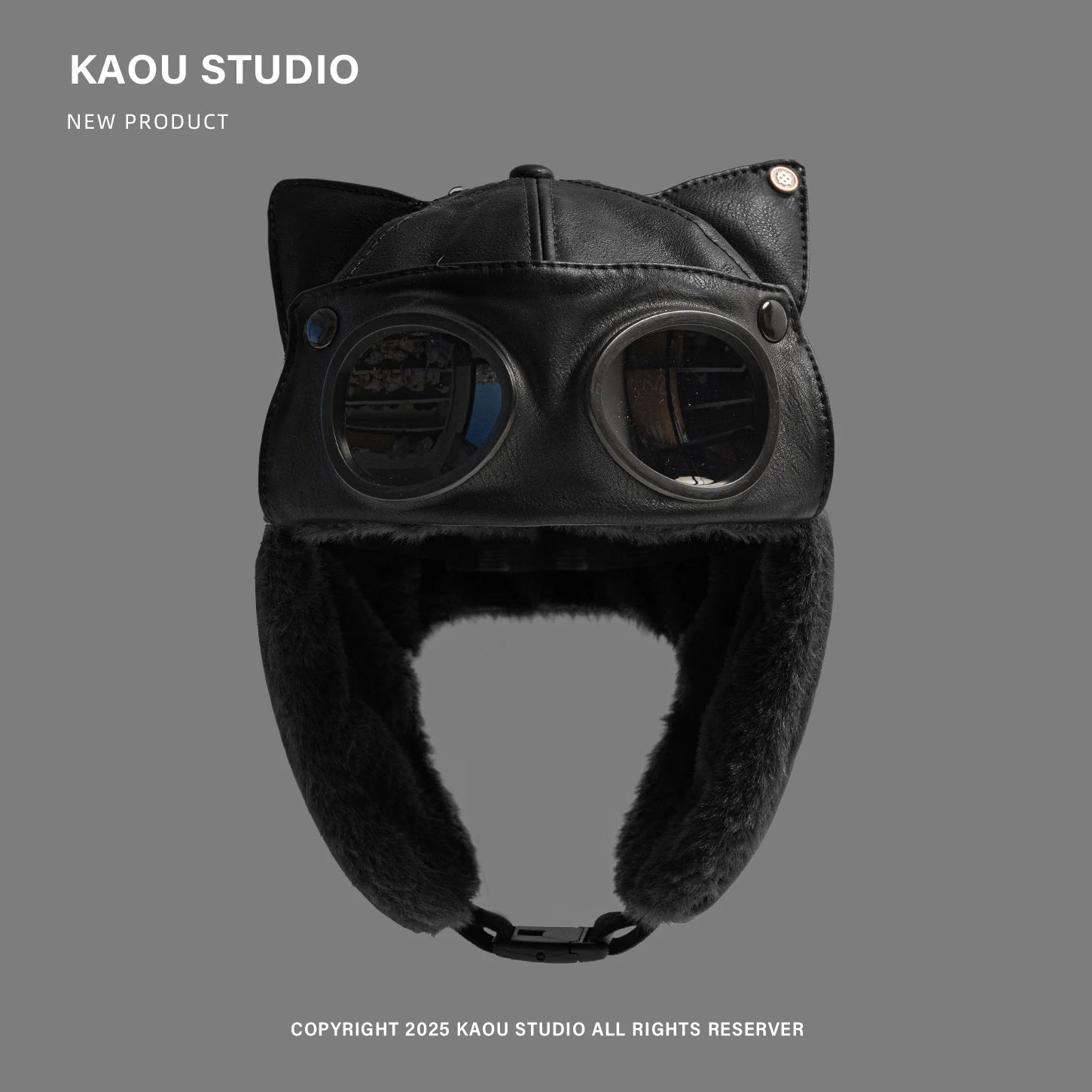 Maverick Cat Ear Pilot Cap in Black