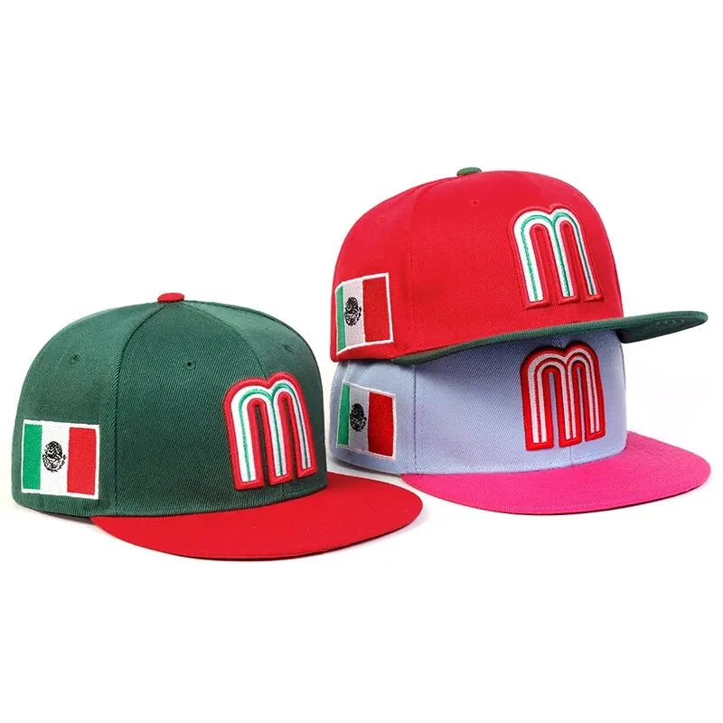 The Maradona | M Letter Flag Embroidery Snapback Cap | Urban Caps NZ