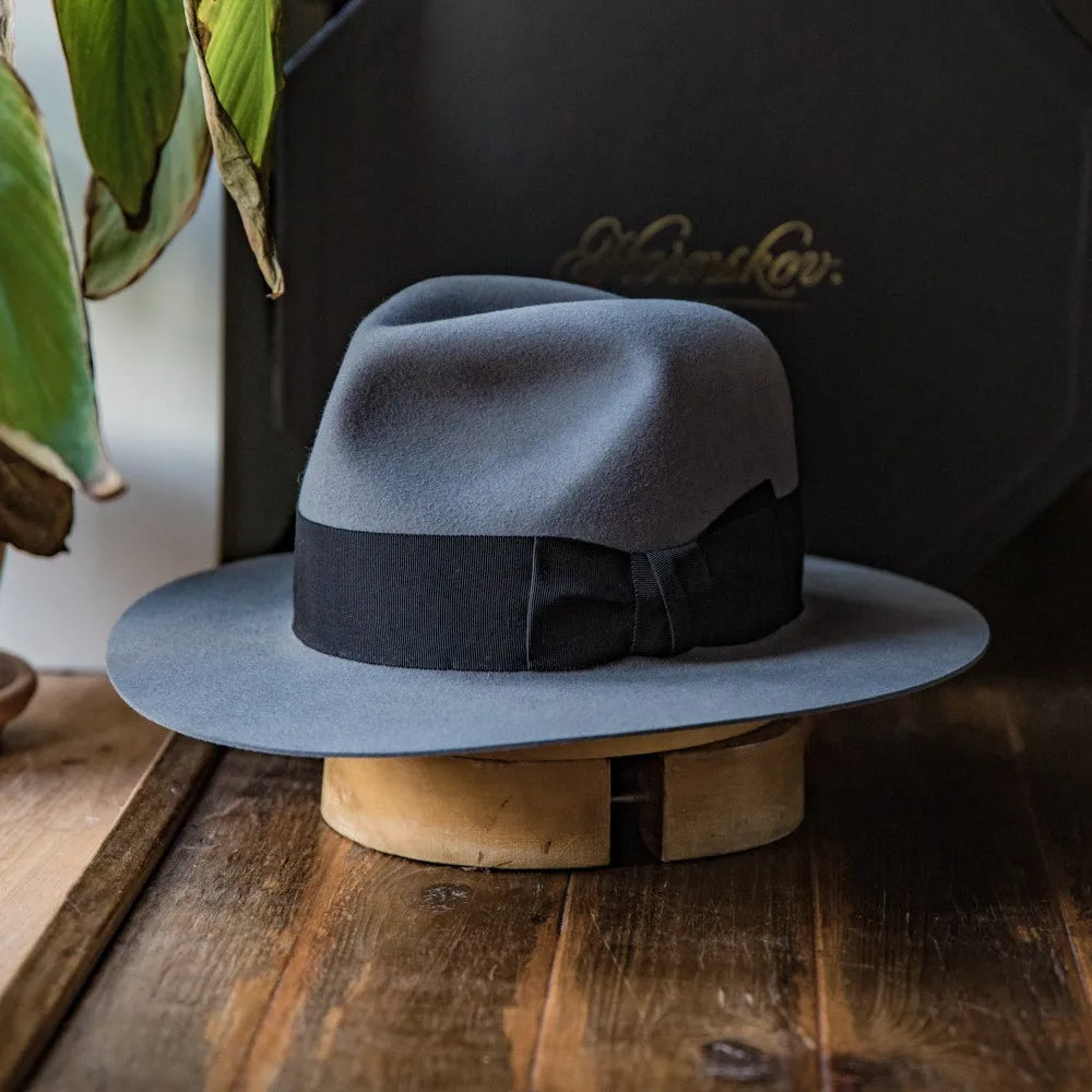 Deauville Luxury Wool Felt Fedora in Gray