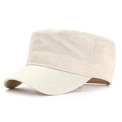 Wexford Big & Tall Linen Flat Cap in Beige