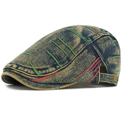 Frome Geometric Denim-Style Beret in Old Blue