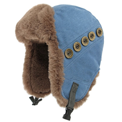 Verkhoyansk Faux Fur Trapper Hat in Blue