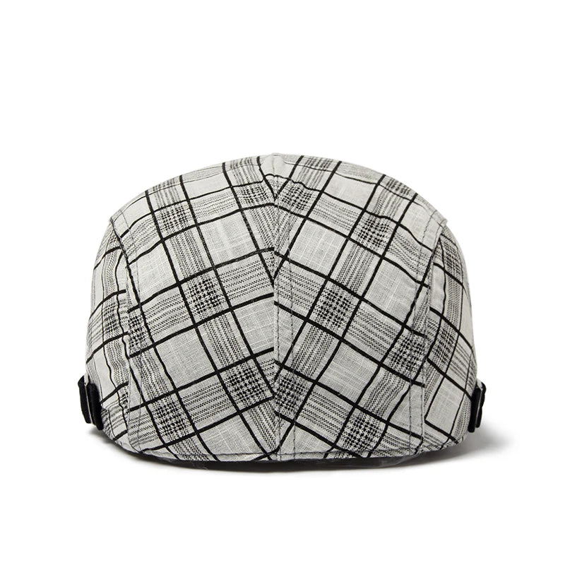 Thin Plaid Linen Ivy Cap | Country Summer Flat Cap | Urban Caps NZ
