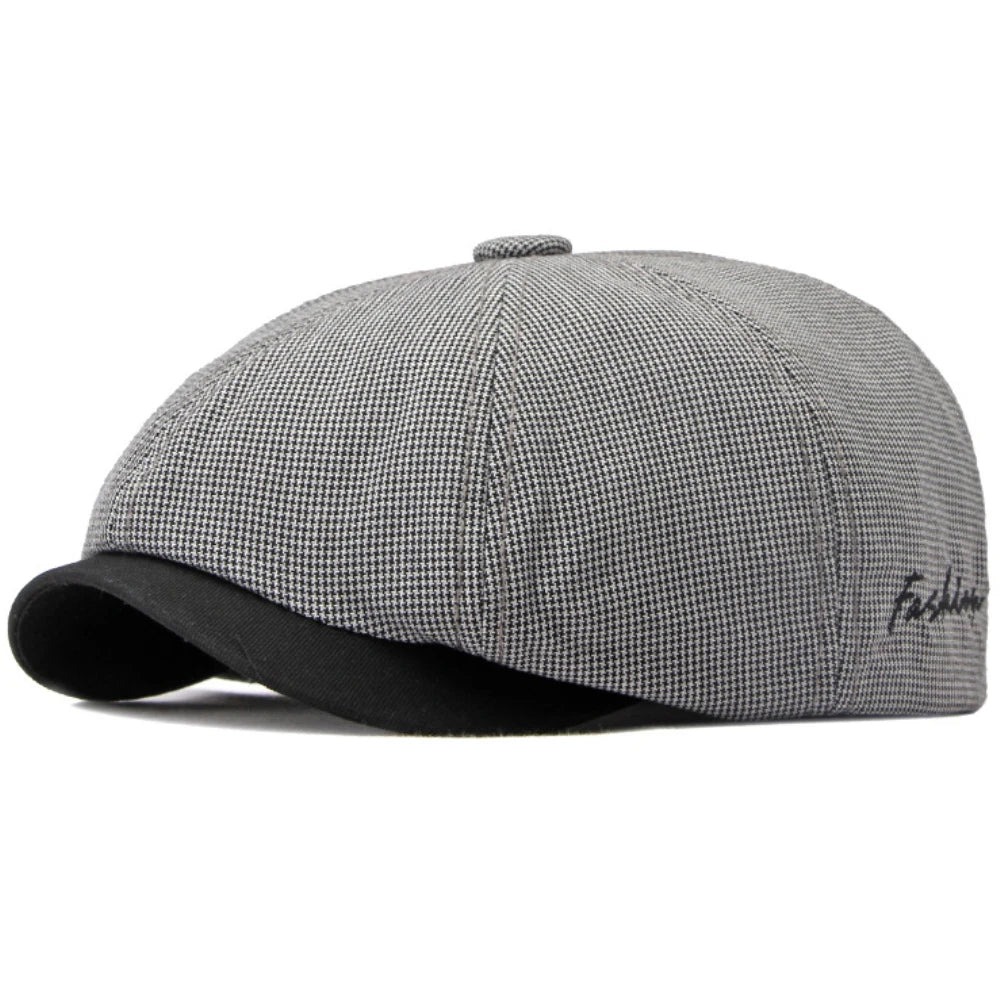 Petworth Plaid Ivy Cap in Light Grey