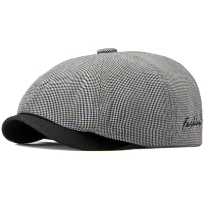Petworth Plaid Ivy Cap in Light Grey