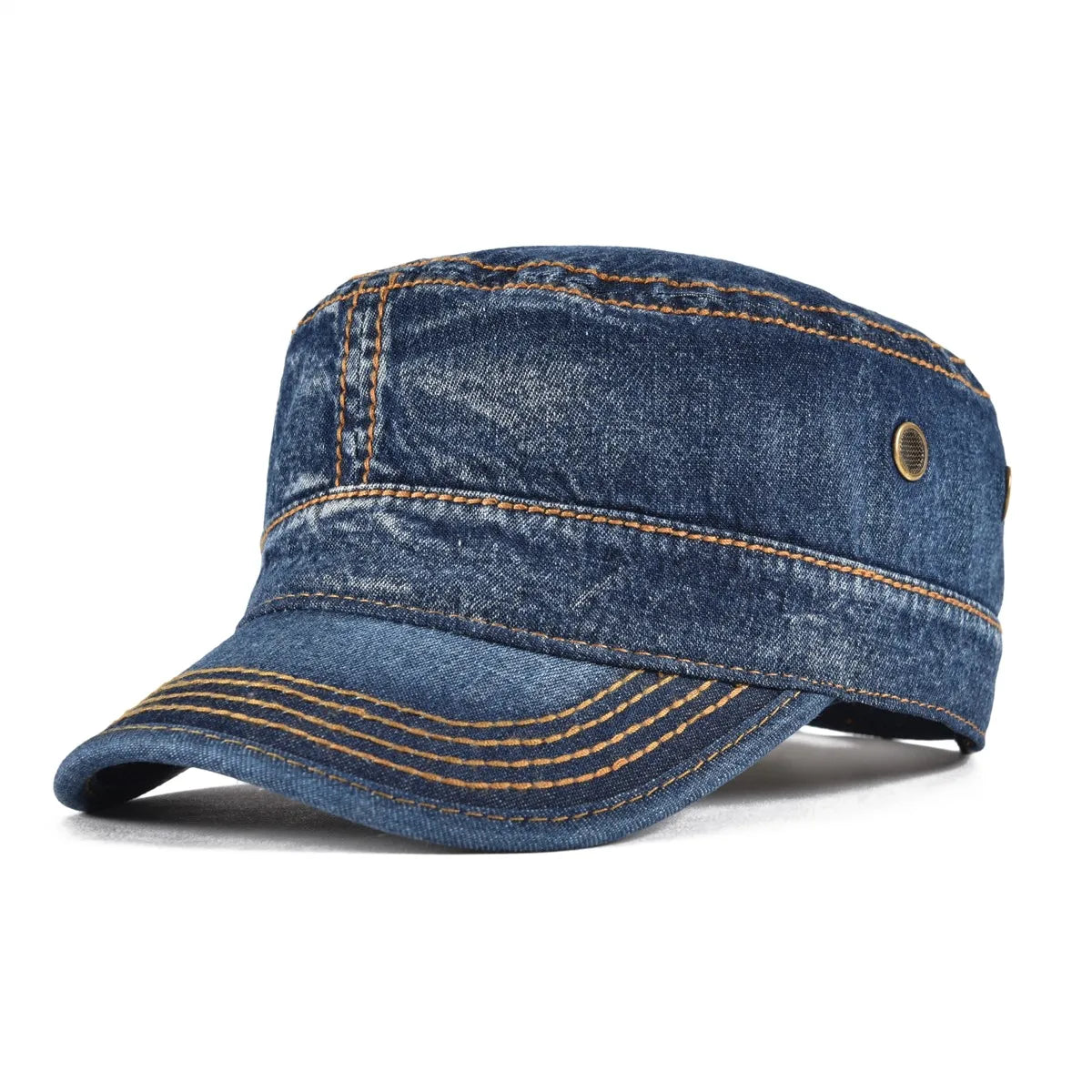 The Stockton | Men's Denim Washed Cotton Flat Top Army Cap | Urban Caps NZ