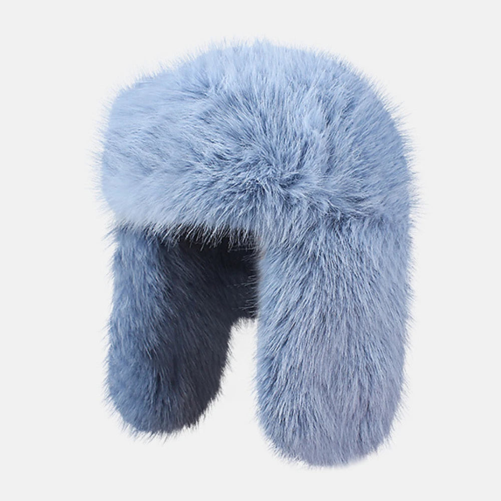 Resolute Fluffy Fur Trapper Hat in Blue