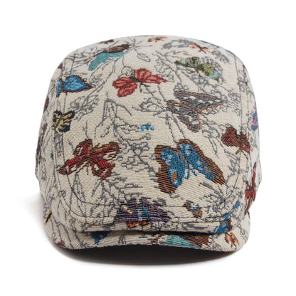 Butterfly Embroidered Ivy Cap | Elegant Spring Flat Cap | Urban Caps NZ