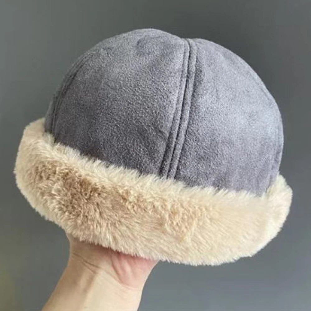 Kodiak Lamb Fleece Bomber Hat in Gray