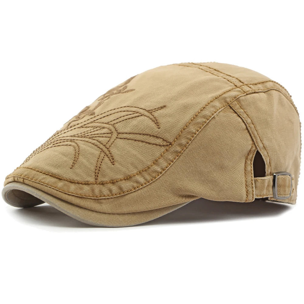Bloomsbury Floral Artist Beret in Khaki