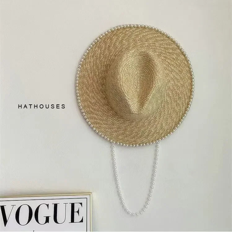 Brighton Pearl-Trim Straw Sun Hat