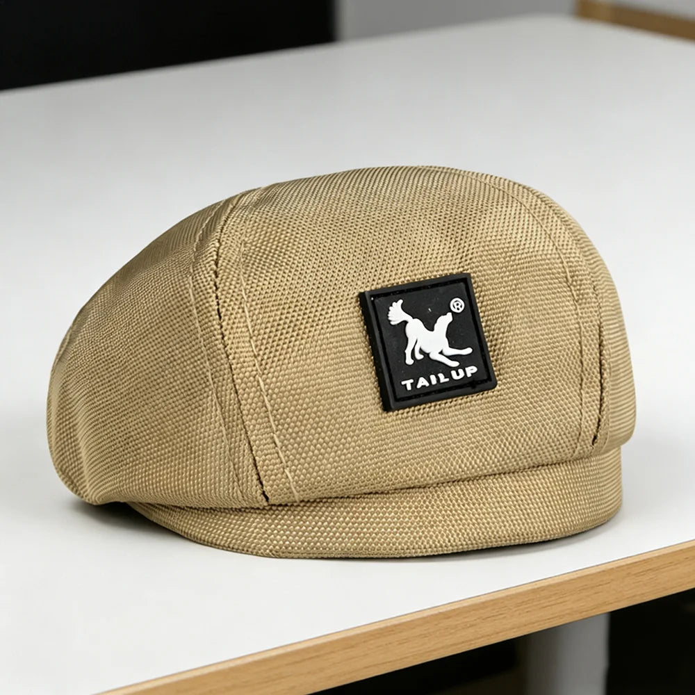 Dog wearing a green beret