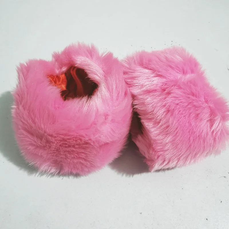 Belmont Faux Fur Wrist Warmers in Pink
