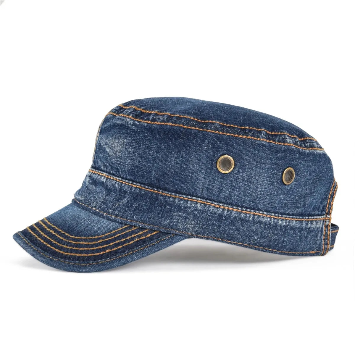 The Stockton | Men's Denim Washed Cotton Flat Top Army Cap | Urban Caps NZ