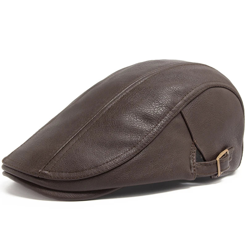 Faux Leather Ivy Cap | English Gentleman's Flat Cap | Urban Caps NZ