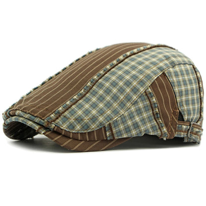 Colchester Plaid Artist Beret in Coffee Striped