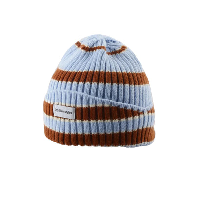 SHS Striped Winter Beanie - Cotton Knit Striped Hat Cozy Winter Outfits And Soft Comfort