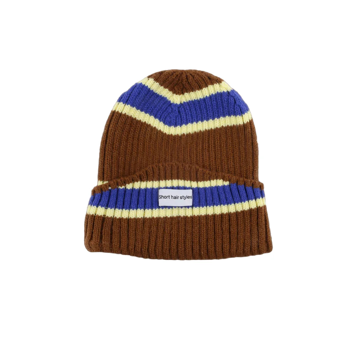 SHS Striped Winter Beanie - Cotton Knit Striped Hat Cozy Winter Outfits And Soft Comfort