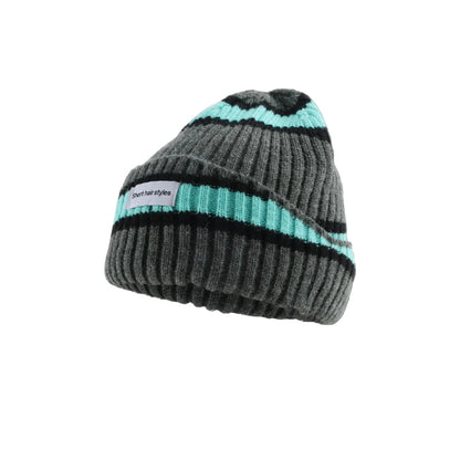 SHS Striped Winter Beanie - Cotton Knit Striped Hat Cozy Winter Outfits And Soft Comfort