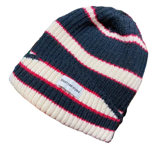SHS Striped Winter Beanie - Cotton Knit Striped Hat Cozy Winter Outfits And Soft Comfort