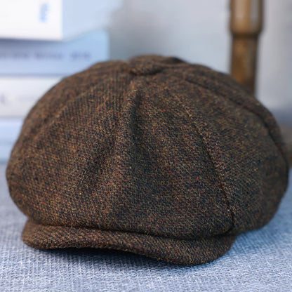 Durham Wool Newsboy Cap in Brown