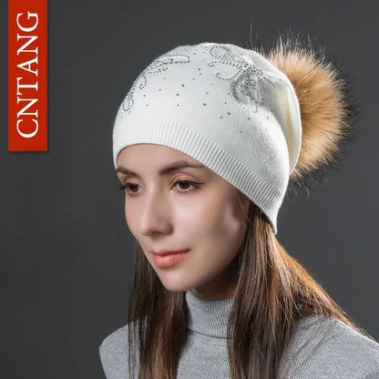 The Fiorenza | Pearl Butterfly Knitted Wool Beanie | Urban Caps NZ