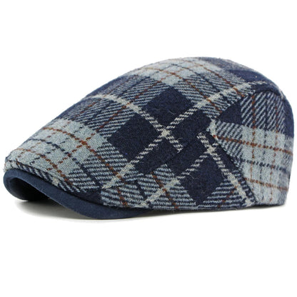 Aberfeldy Wool Plaid Beret in Navy Blue