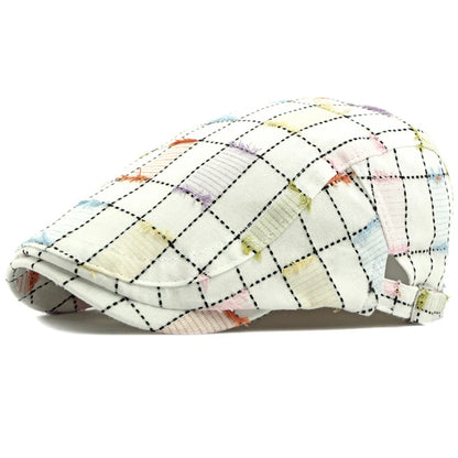Stroud Vintage Plaid Beret in White