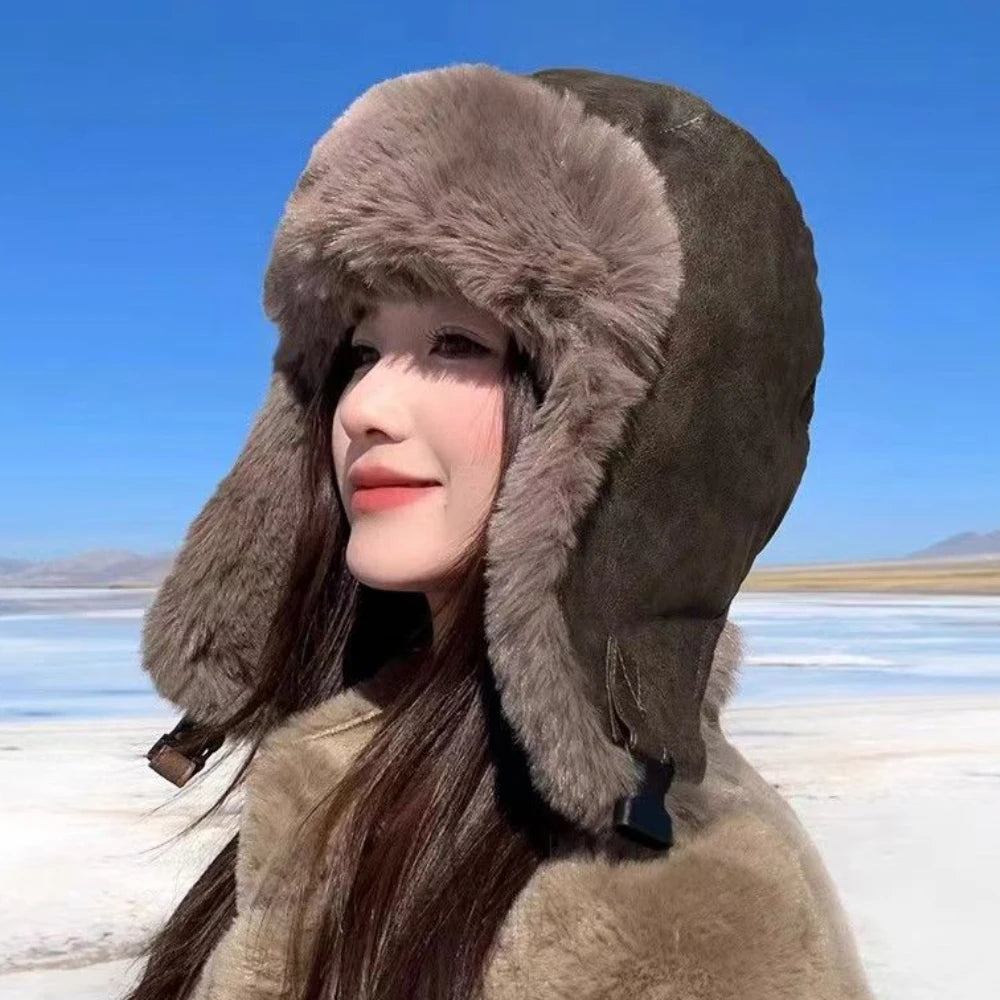 Reykjavik Waterproof PU Leather Trapper Hat in Green Brown