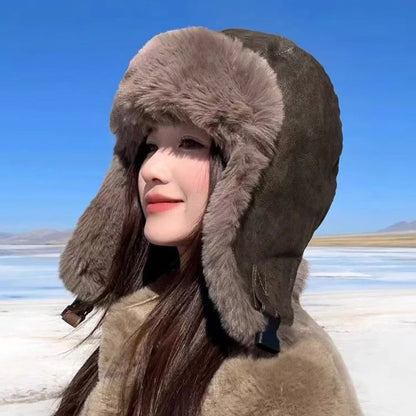 Reykjavik Waterproof PU Leather Trapper Hat in Green Brown