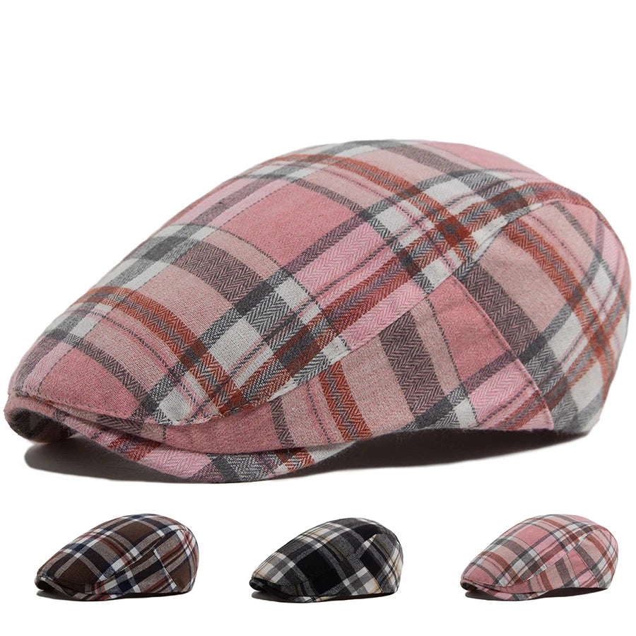 Thin Herringbone Plaid Ivy Cap | Lightweight Flat Hat | Urban Caps NZ
