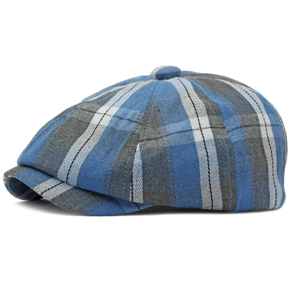 Chichester Plaid Beret in Blue