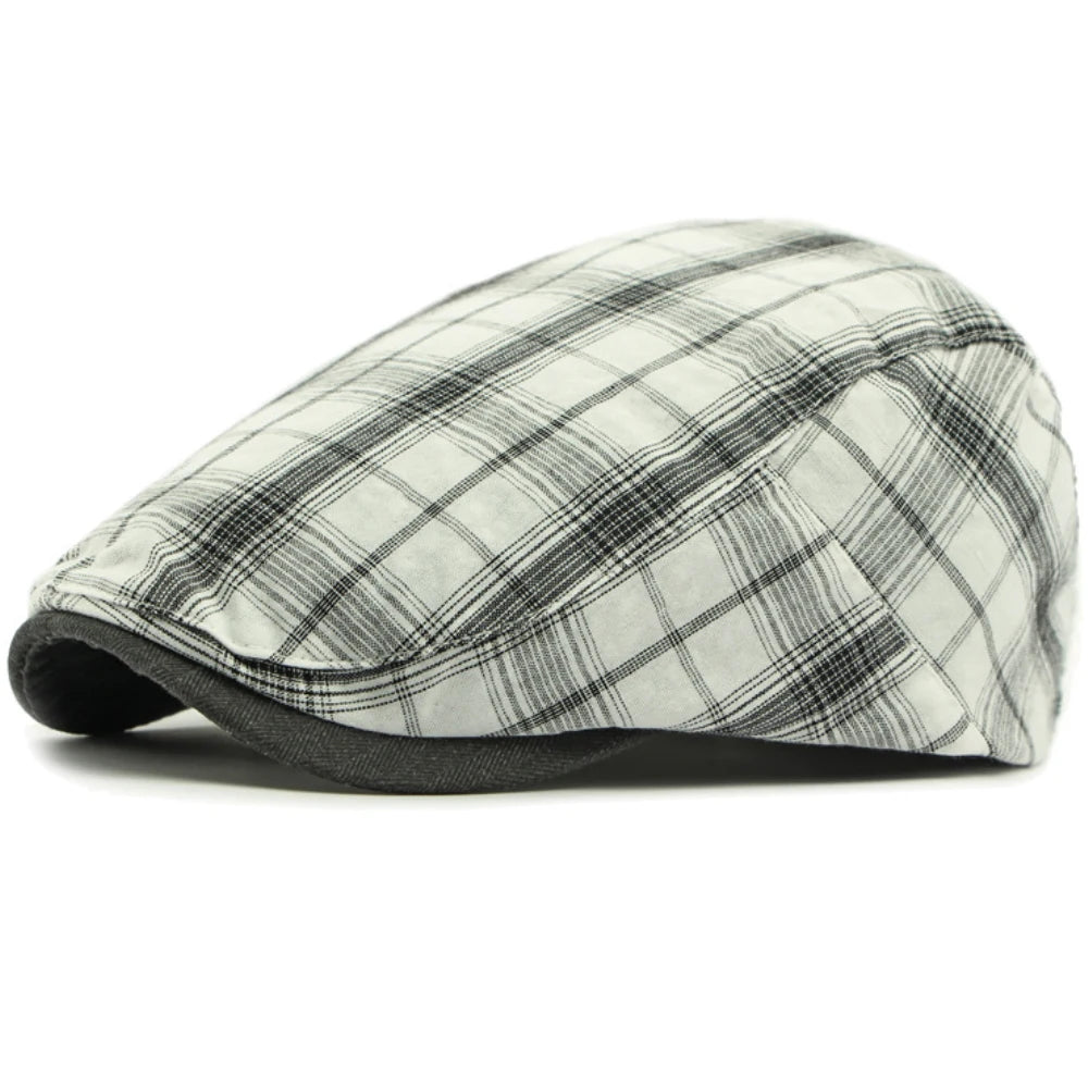 Assisi Plaid Artist Beret in White