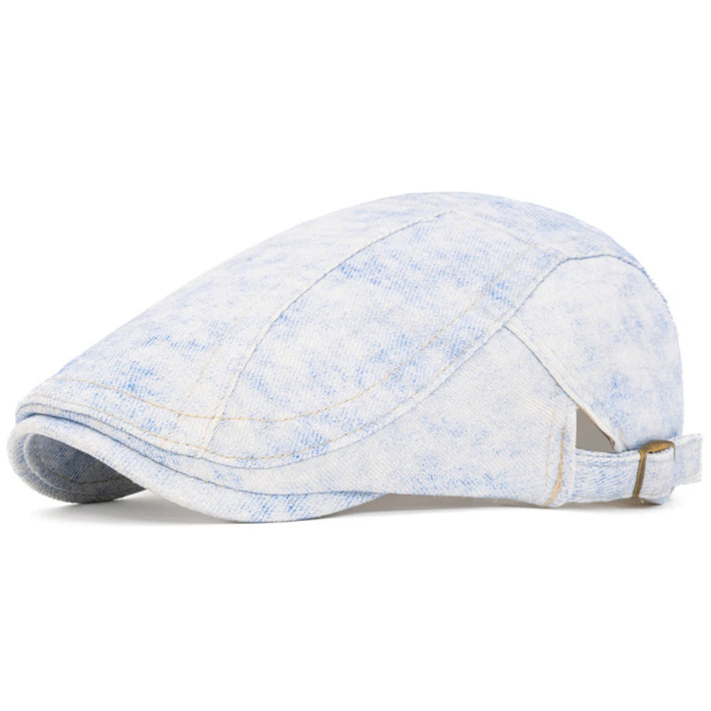 Ilkley Print Cotton Beret in Blue