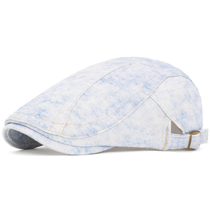 Ilkley Print Cotton Beret in Blue