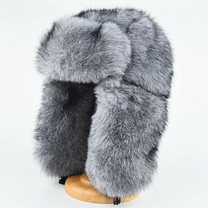 Yakutsk Fluffy Fur Trapper Hat in Gray