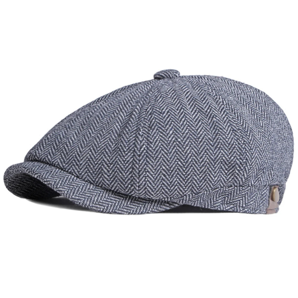 Ludlow Striped Artist Beret in Navy Blue
