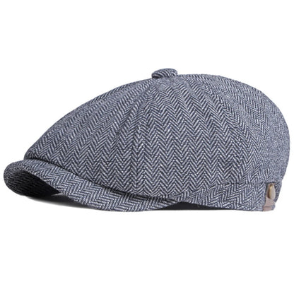 Ludlow Striped Artist Beret in Navy Blue