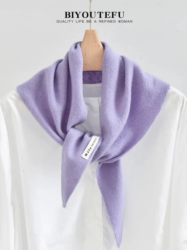 Marlborough Merino Wool Triangle Scarf in Purple