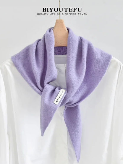 Marlborough Merino Wool Triangle Scarf in Purple